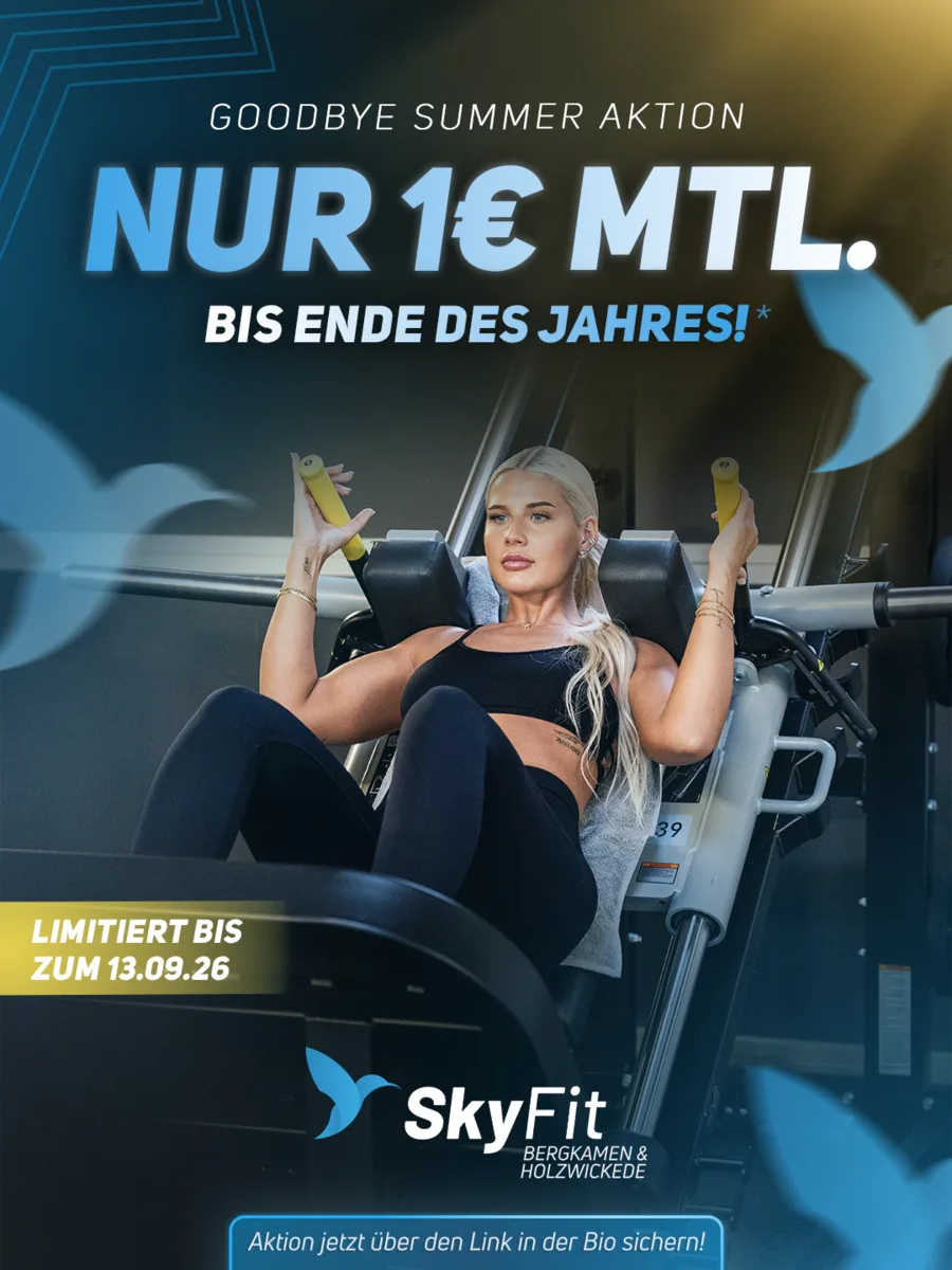 Goodbye Summer Aktion bei SkyFit – nur 1 € monatlich bis Ende des Jahres, limitiert bis 13.09.2026